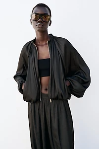 SATIN EFFECT BOMBER JACKET