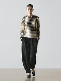 Oversize striped cotton blend T-shirt