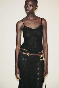 A-LINE LONG LACE SKIRT