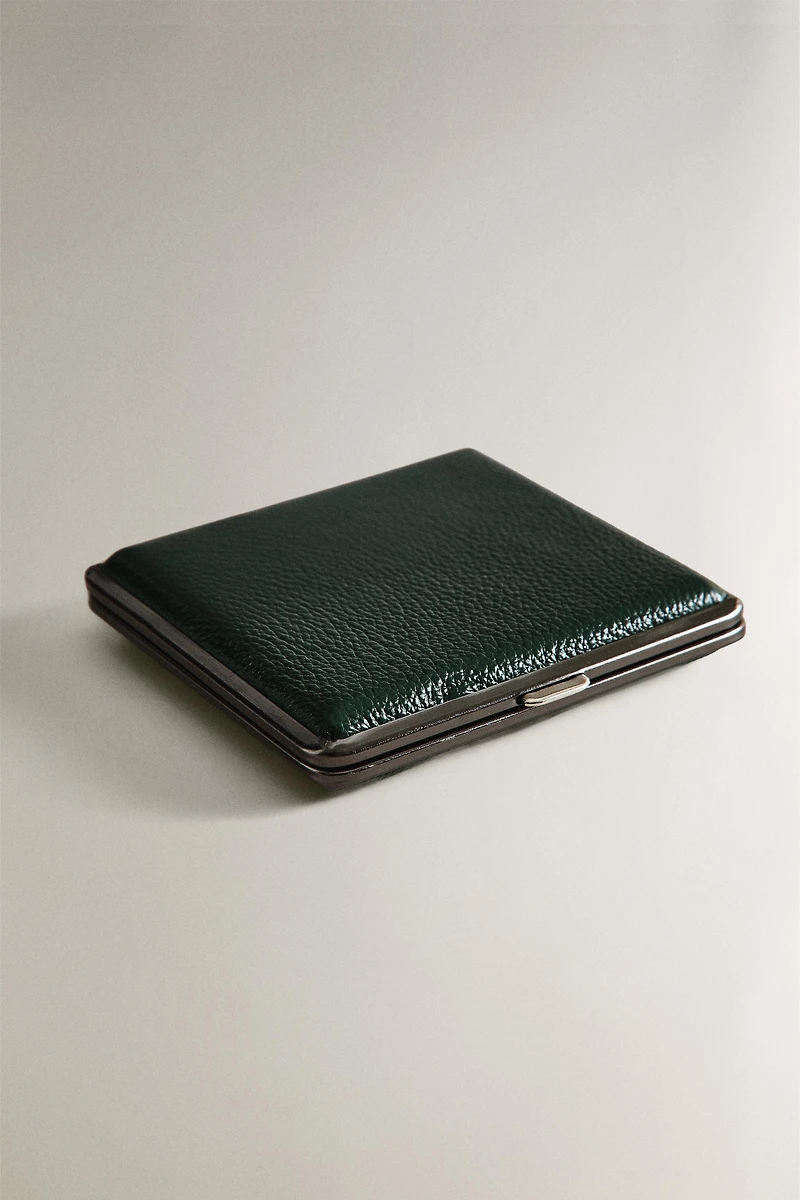 GREEN LEATHER CIGARETTE CASE