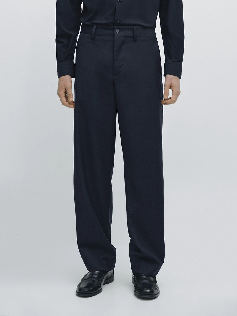 Wide-leg wool suit trousers