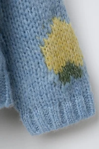 FRUIT PRINT WOOL BLEND KNIT SWEATER