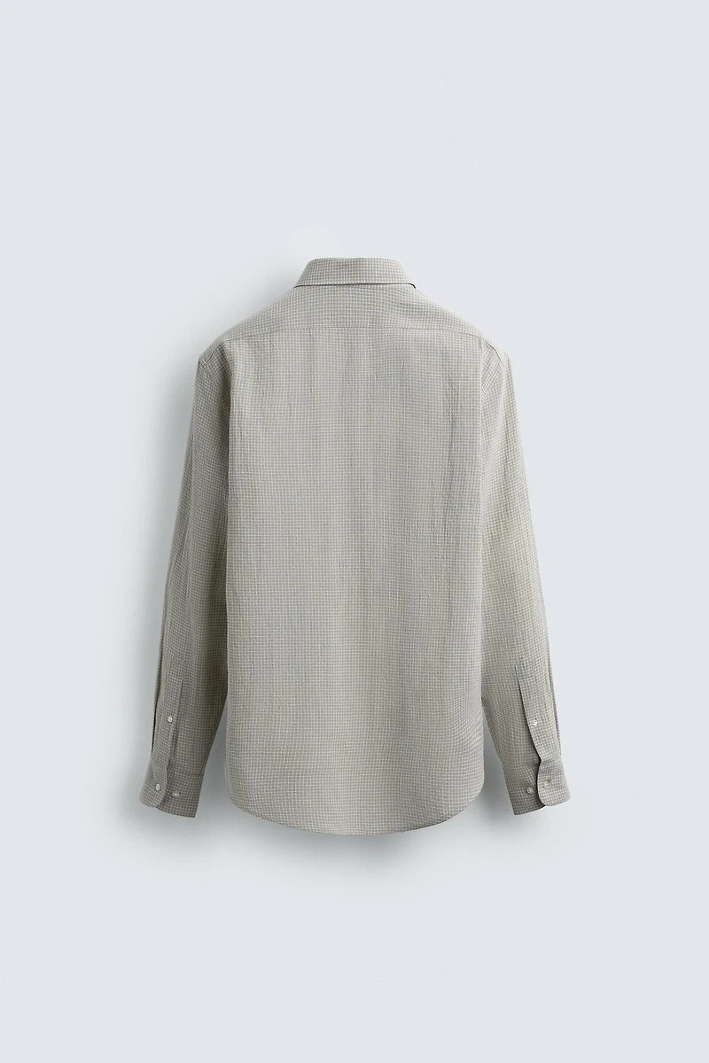 PLAID LINEN-COTTON SHIRT