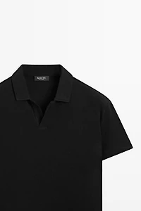 Short sleeve linen cotton polo shirt