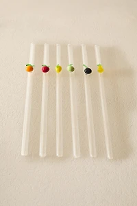 SET OF GLASS STRAWS WITH FRUIT FIGURES (SET OF 6)