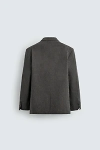 RELAXED FIT DOUBLE-BREASTED PINSTRIPE SUIT BLAZER