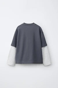 DOUBLE SLEEVE TEXT SWEATSHIRT