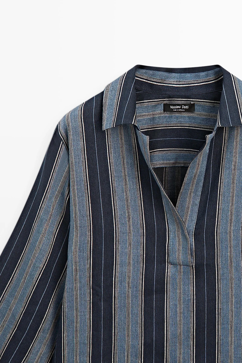 Striped linen cotton blend kaftan