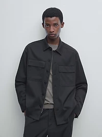 Cool wool blend zipped overshirt