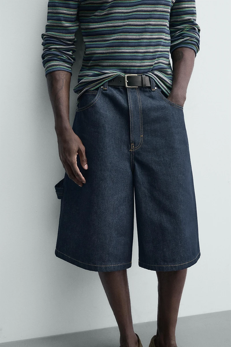 EMBROIDERED POCKET DENIM JORTS