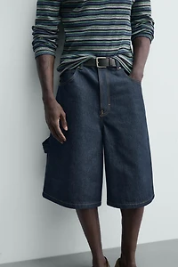 EMBROIDERED POCKET DENIM JORTS