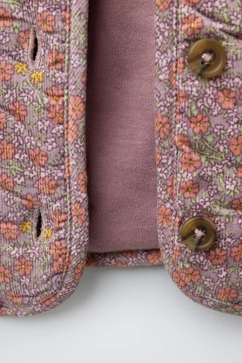 LINED FLEECE COAT WITH FLOWERS