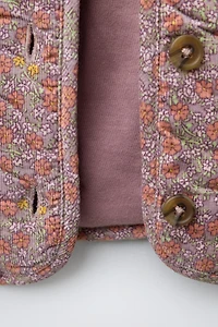LINED FLEECE COAT WITH FLOWERS
