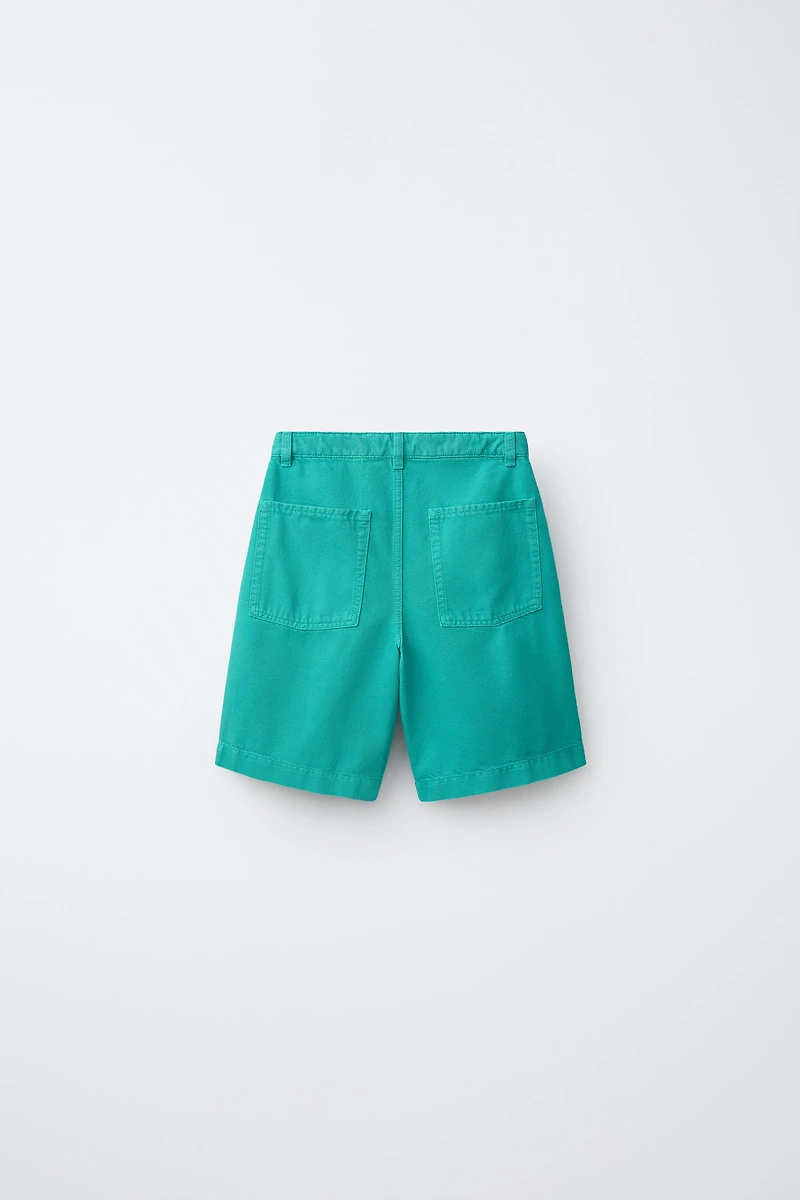 SOLID DENIM BERMUDA SHORTS