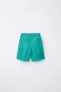 SOLID DENIM BERMUDA SHORTS