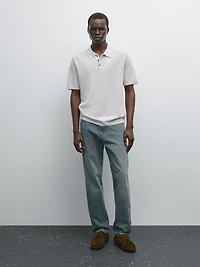100% cotton textured knit polo shirt