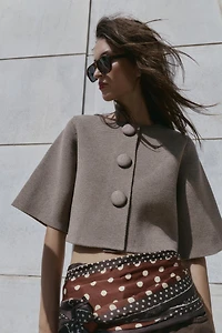 COVERED BUTTON KNIT CARDIGAN
