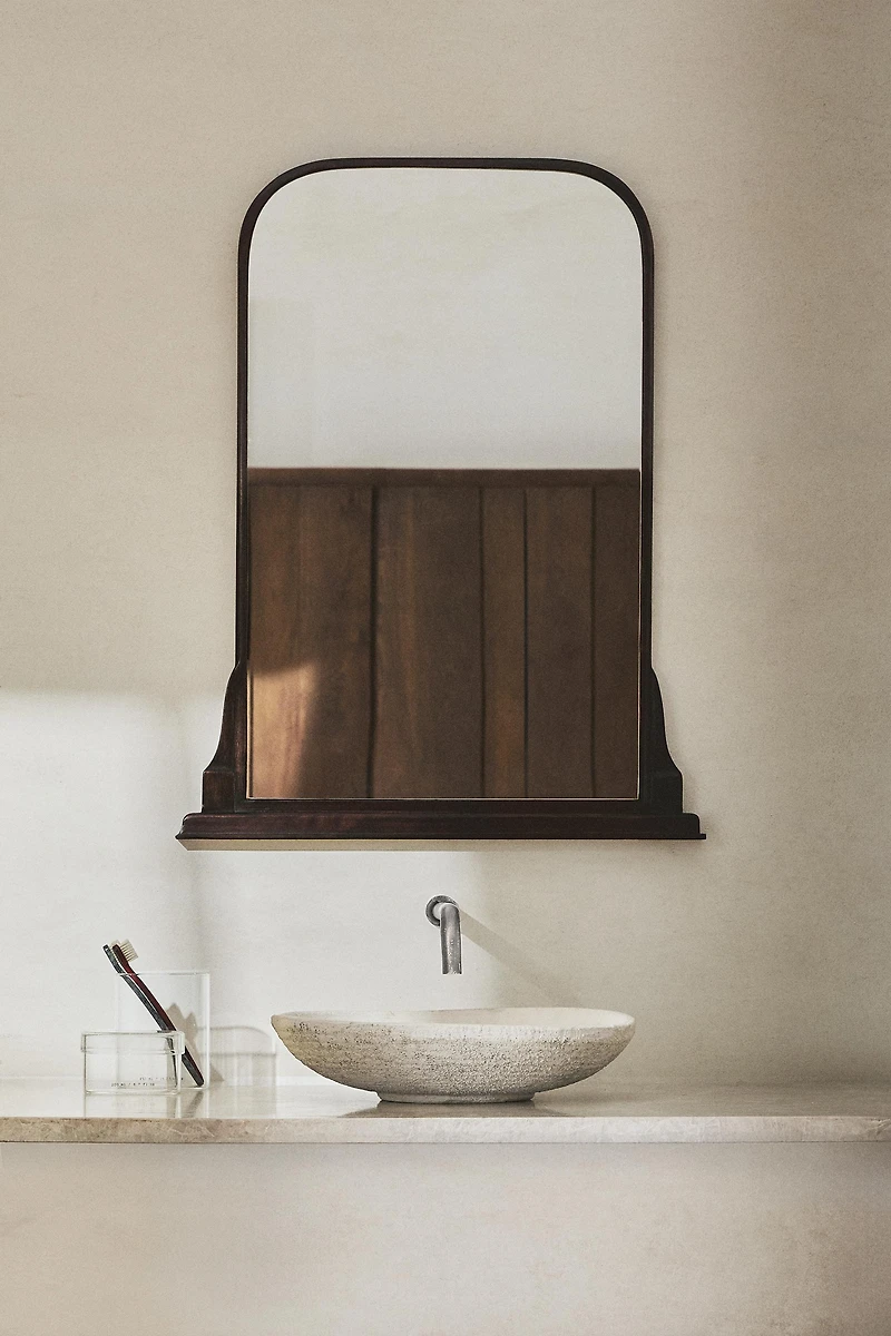 MIRROR WITH WOODEN FRAME
