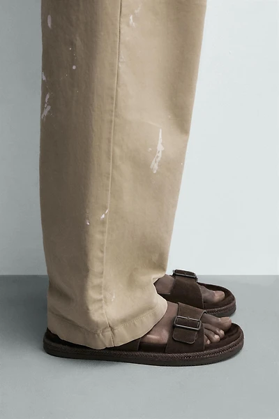 DOUBLE STRAP LEATHER SANDALS