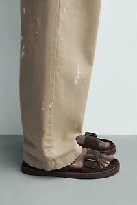 DOUBLE STRAP LEATHER SANDALS