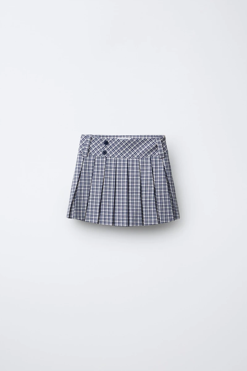 PLAID BUTTON SKORT