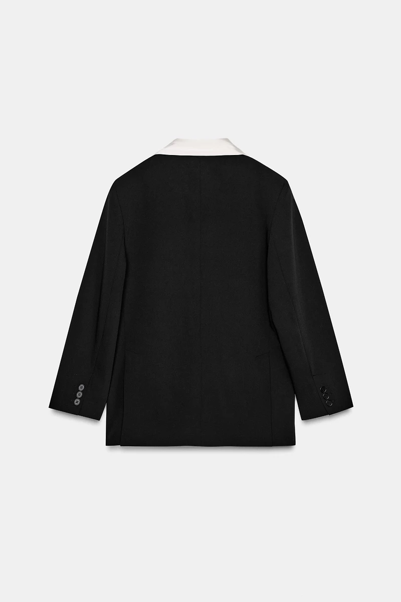 CONTRASTING SCARF BLAZER