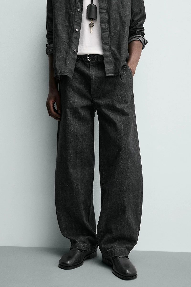 BARREL FIT DENIM CHINO PANTS
