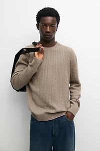 Cotton blend cable-knit sweater