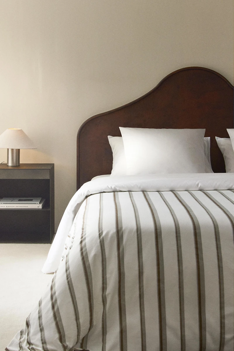 HOUSSE DE COUETTE PERCALE COTON À BANDES (300 FILS)