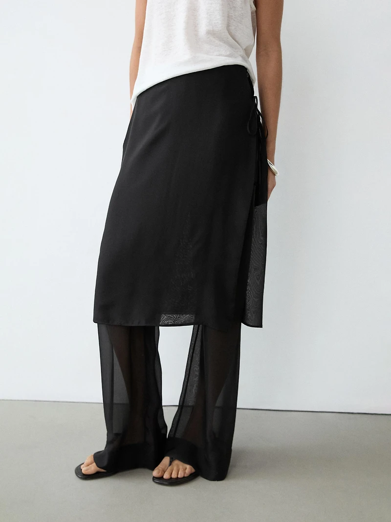 Jupe-culotte longue 100 % soie