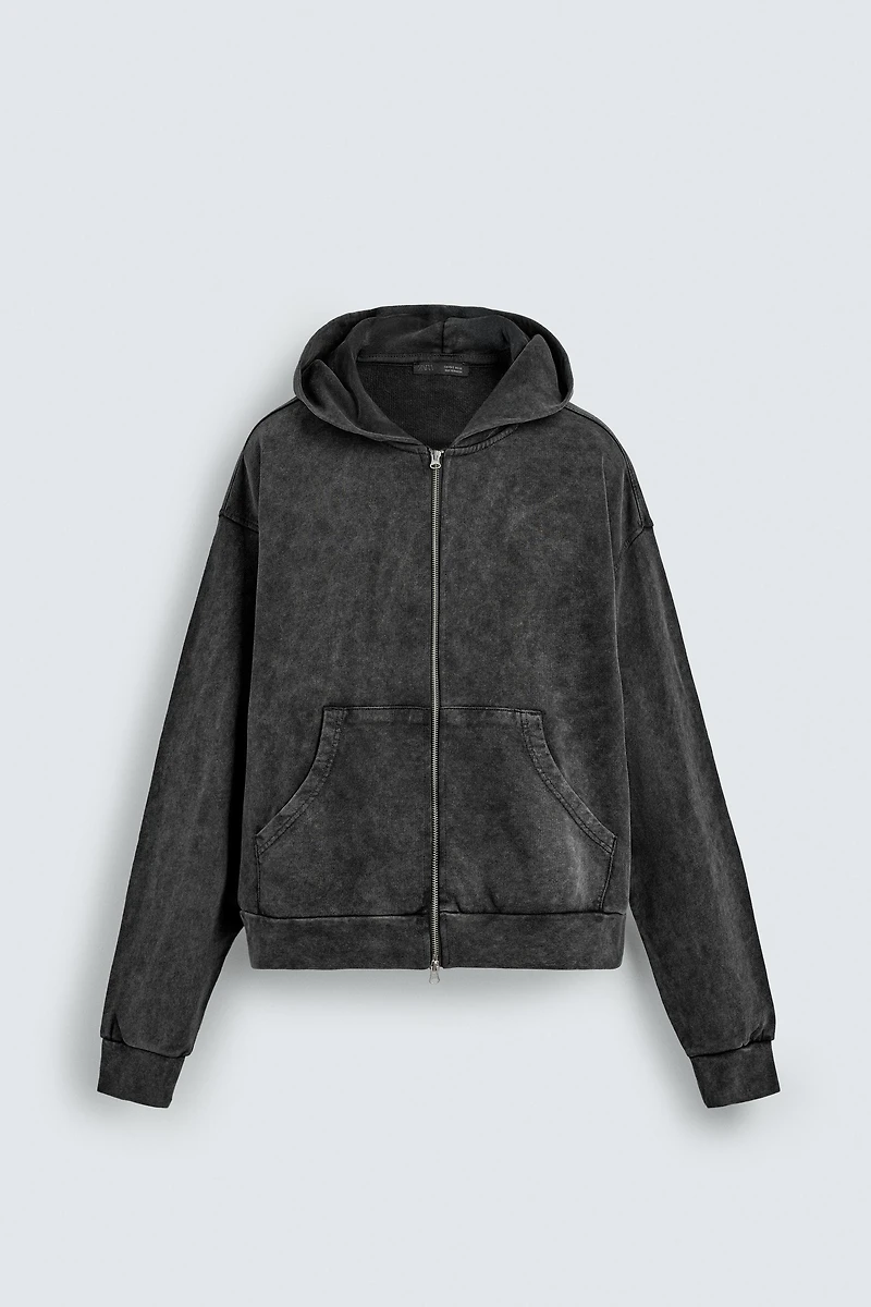 SWEAT DÉLAVÉ ZIPPÉ À CAPUCHE