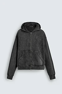 SWEAT DÉLAVÉ ZIPPÉ À CAPUCHE