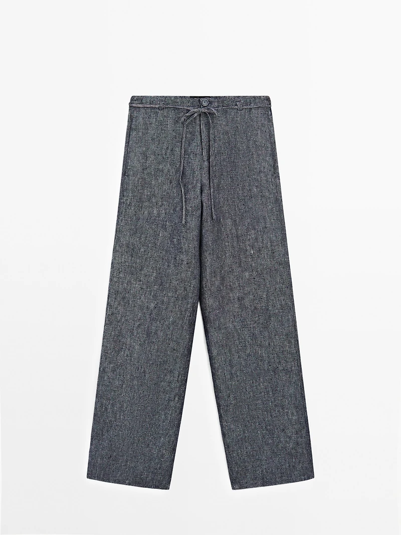 100% linen straight-leg jeans