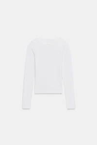 T-SHIRT CÔTELÉ À COL BATEAU