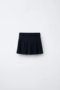 PINSTRIPE BELTED SKIRT