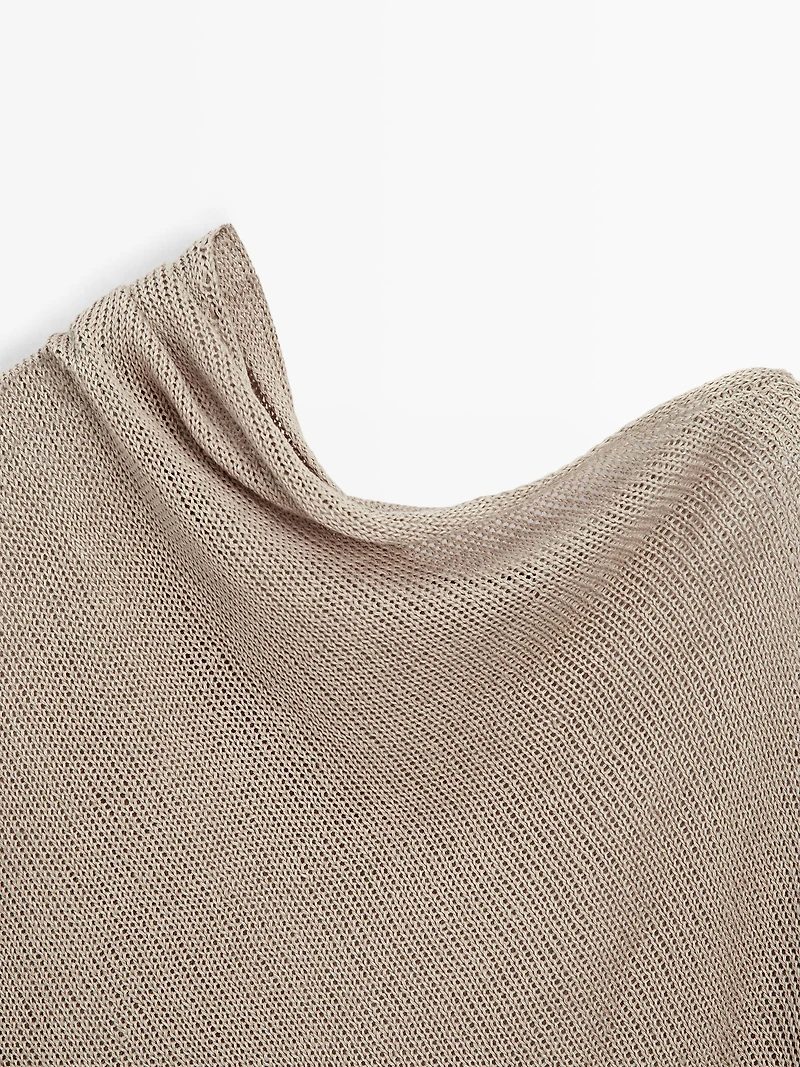 Linen blend knit cape