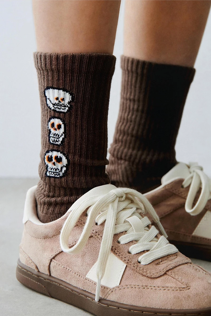 LOT DE DEUX PAIRES CHAUSSETTES RAYÉES CITROUILLE