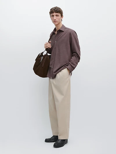 Regular fit melange shirt