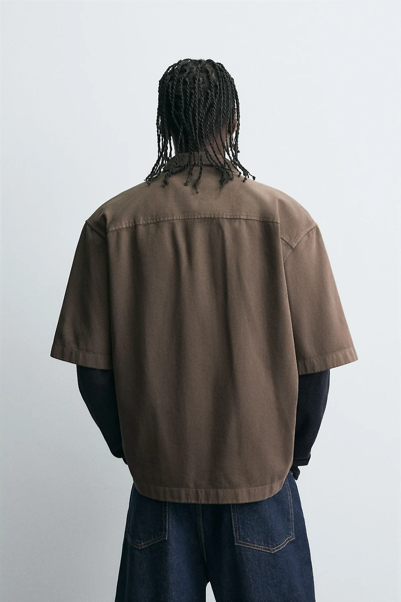 EMBROIDERED TEXTURED OVERSHIRT