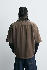 EMBROIDERED TEXTURED OVERSHIRT