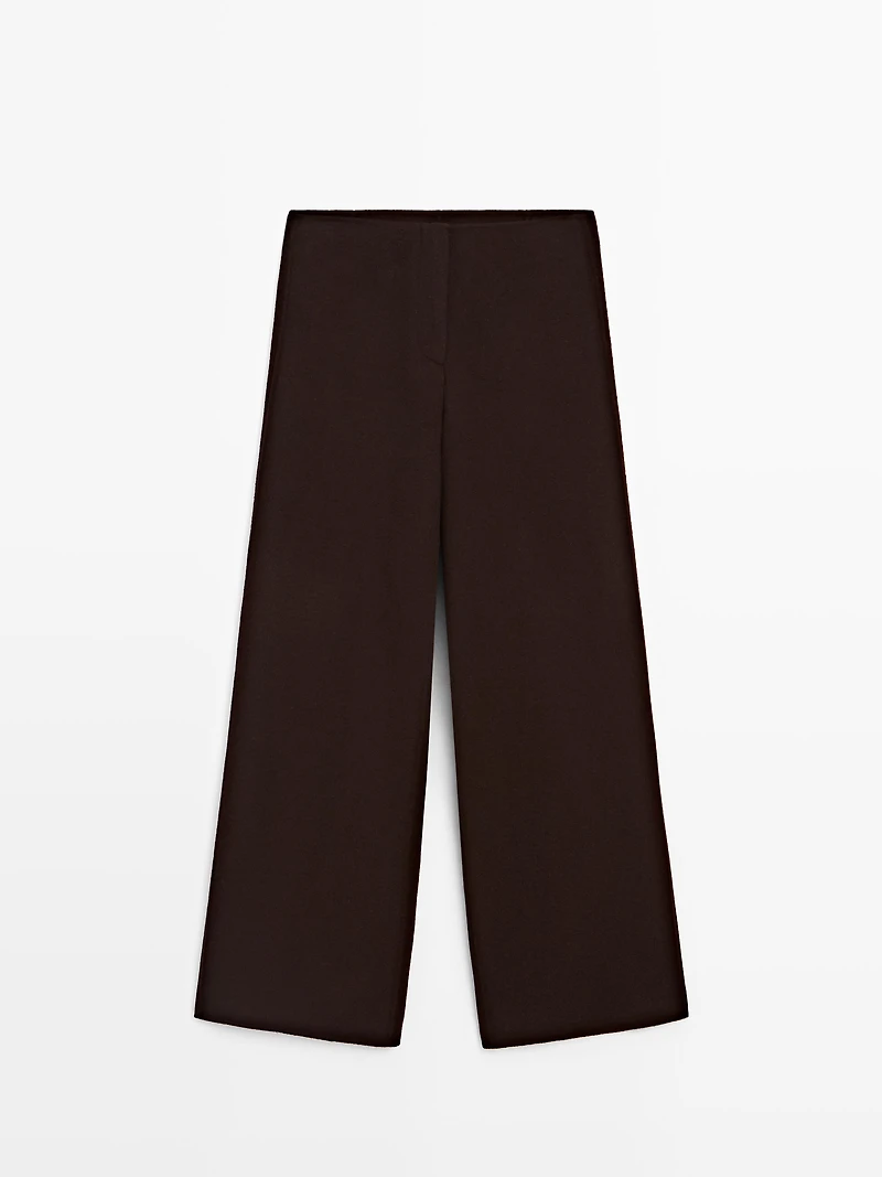 Wool blend straight-leg trousers