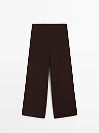Wool blend straight-leg trousers
