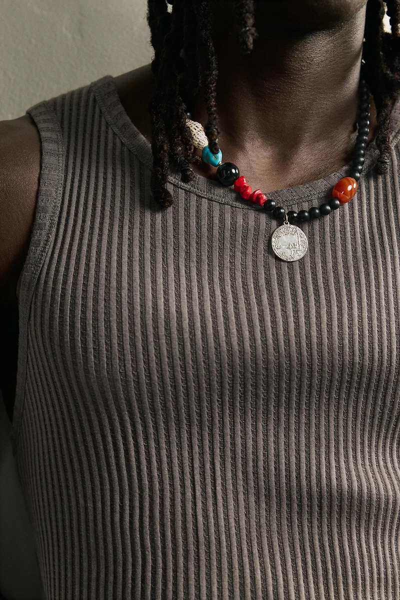 MIXED BEAD AND SHELL NECKLACE