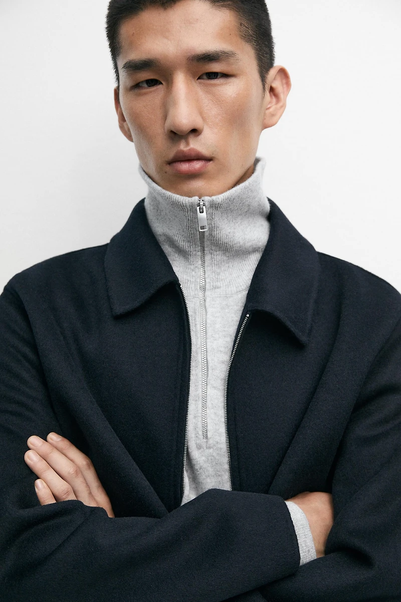 Wool blend zip-up jacket