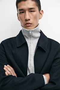 Wool blend zip-up jacket