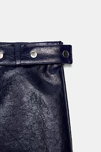 FAUX LEATHER STUDDED MINI SKIRT