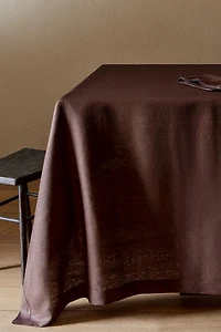 PLAIN-COLOURED LINEN TABLECLOTH