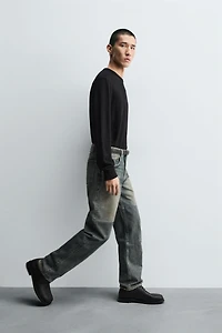 STRAIGHT FIT SEAMED JEANS