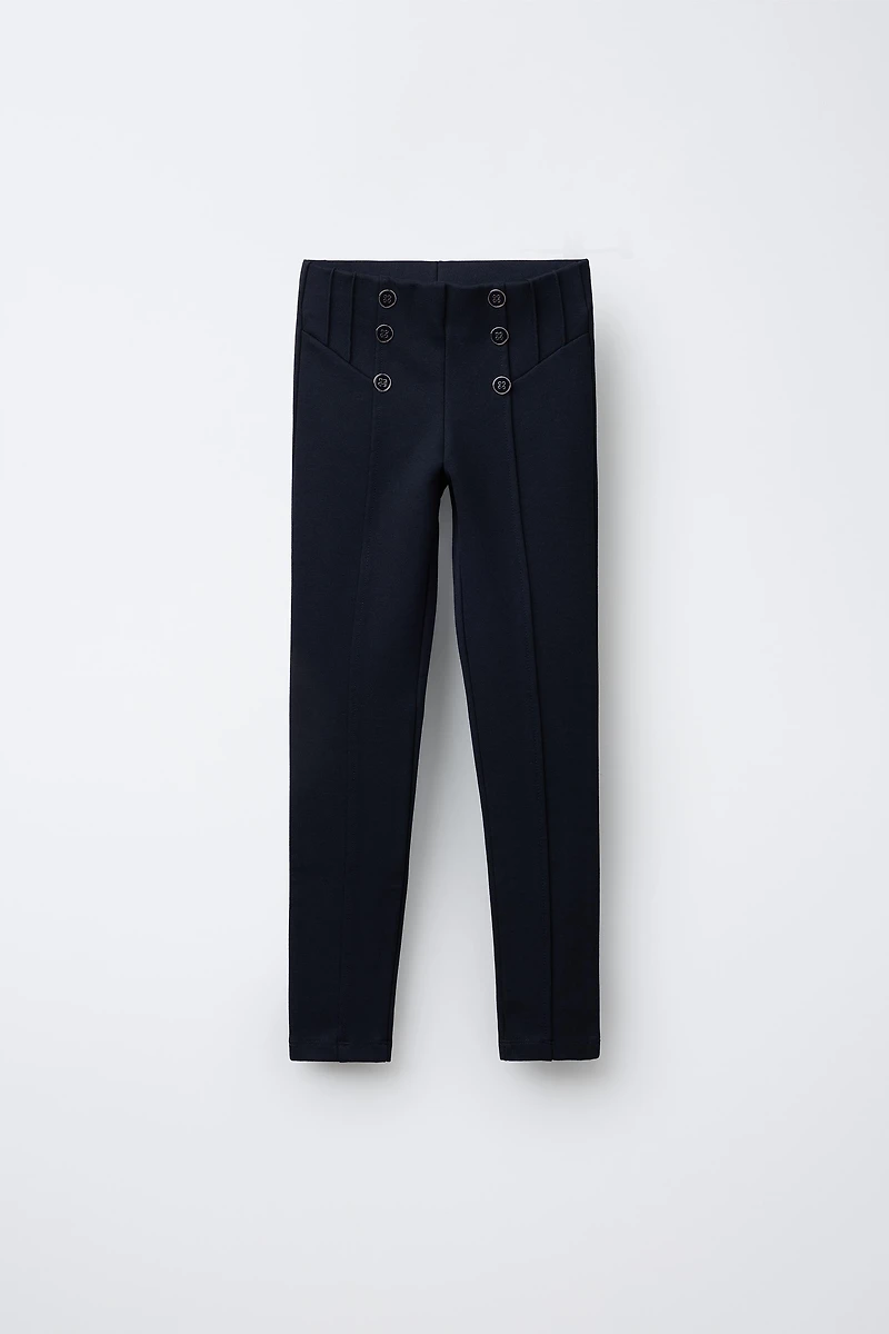 LEGGING EN MAILLE POINT DE ROME ET BOUTONS