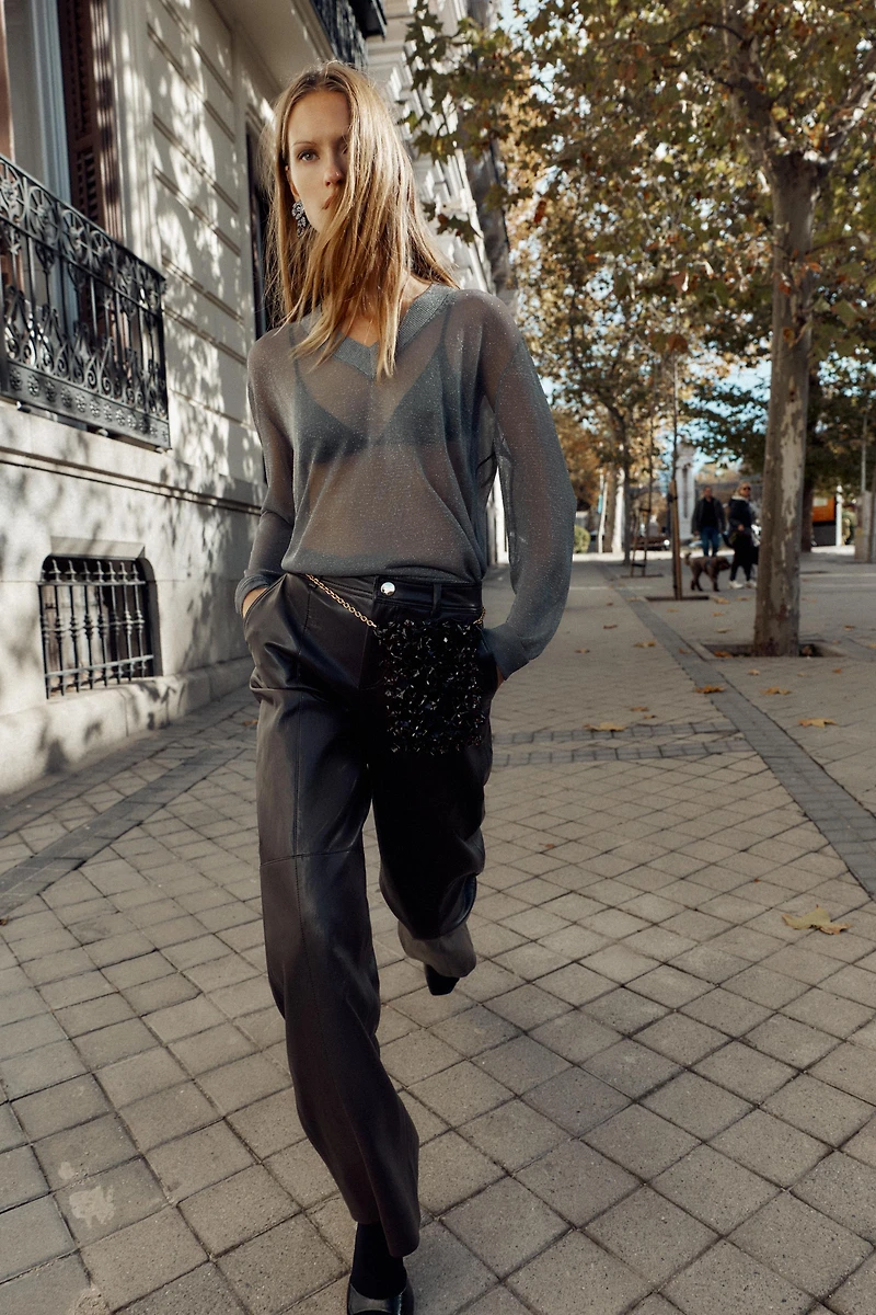 OVERSIZED METALLIC THREAD KNIT JUMPER